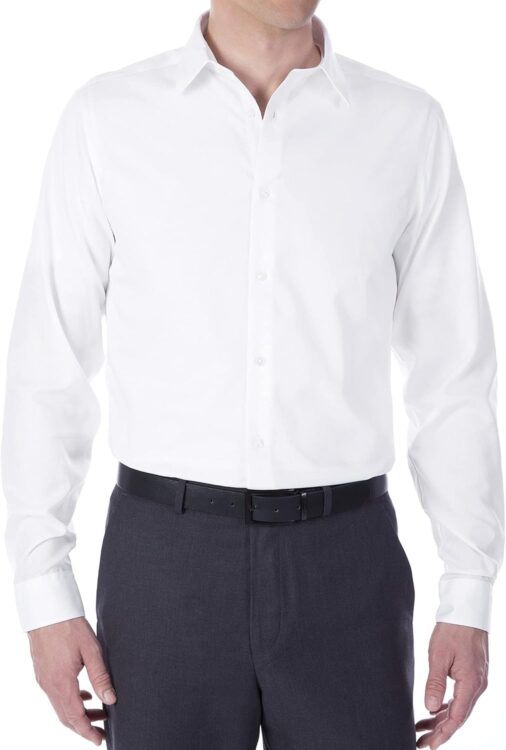 Men's Slim Fit Non-Iron Herringbone Dress Shirt