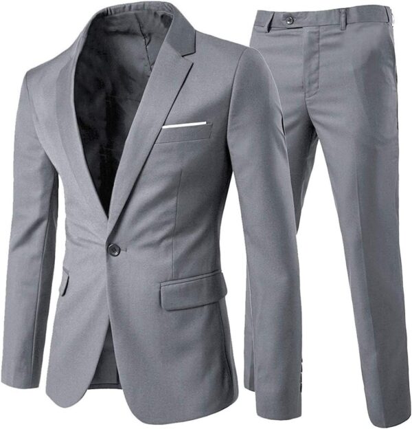 Men's 2-Piece Suits Slim Fit 1 Button Dress Suit Set Business