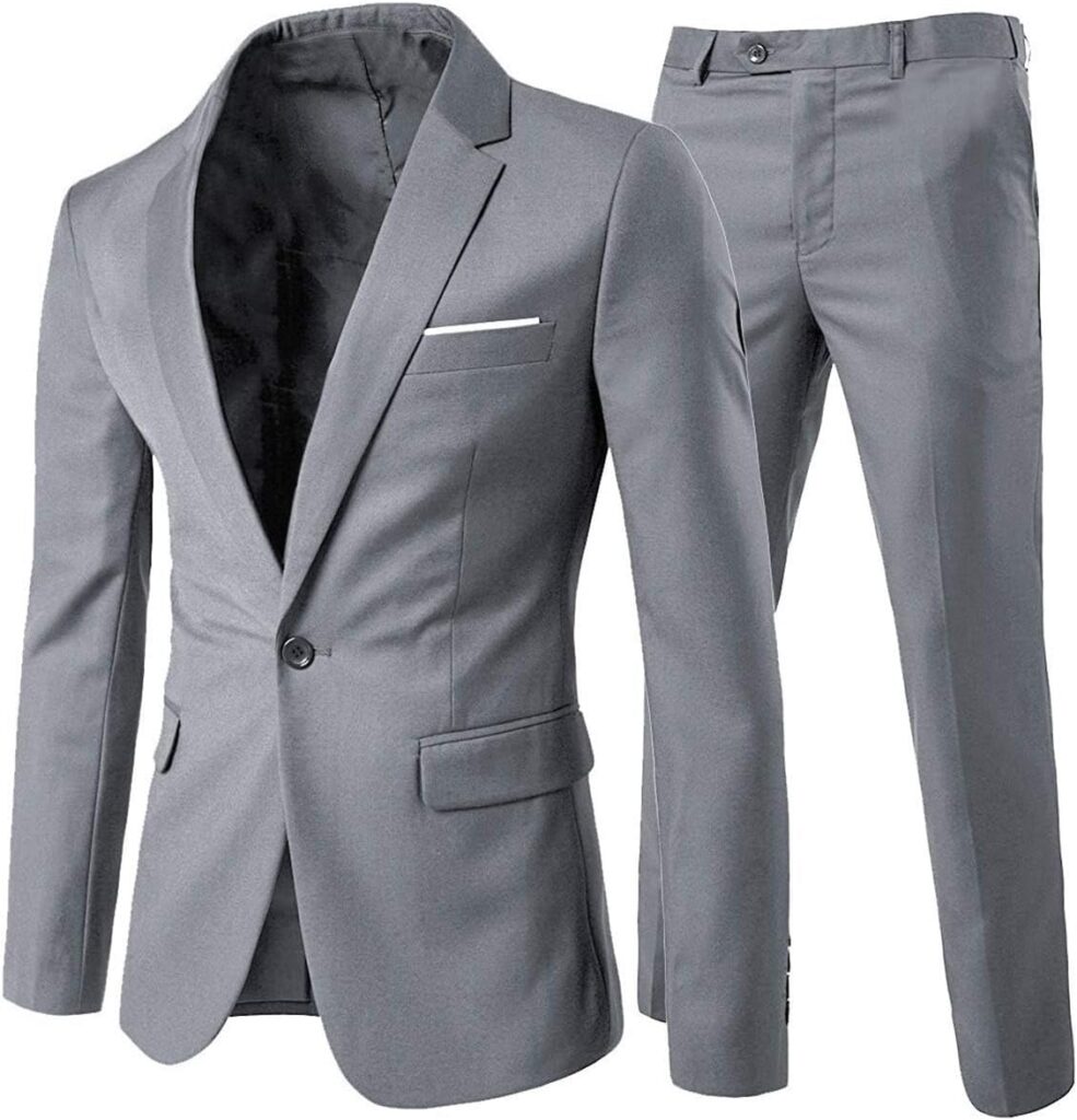 Men's 2-Piece Suits Slim Fit 1 Button Dress Suit Set Business