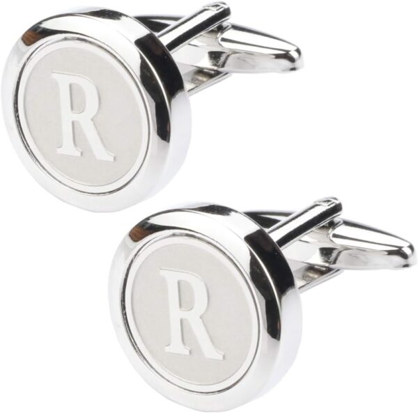 Mens Classic Stainless Steel Initial Cufflinks 26 Alphabet