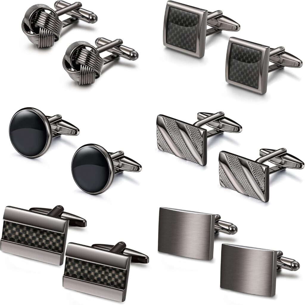 Cufflinks for Men Classic Tone Black Cuff Links Set