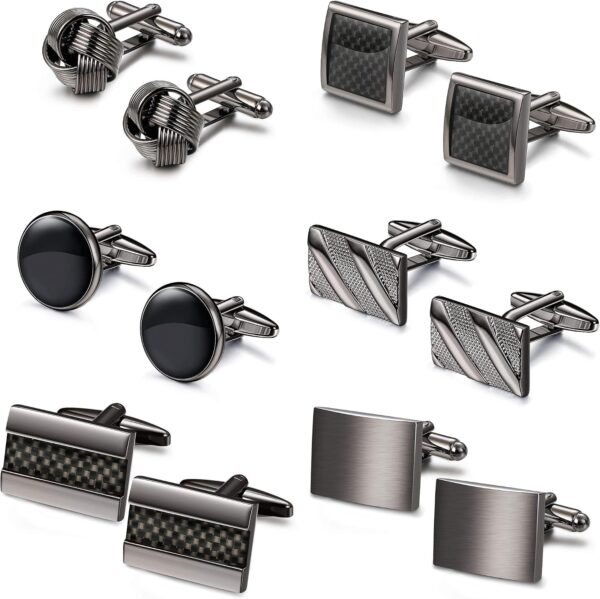 Cufflinks for Men Classic Tone Black Cuff Links Set