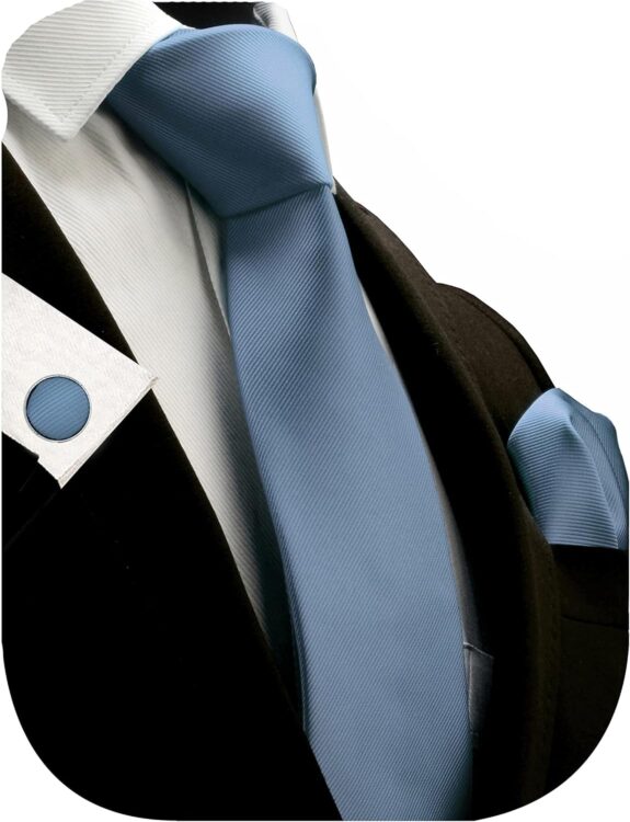 3.15"（8cm） Solid Color Necktie and Pocket Square Cufflinks Sets