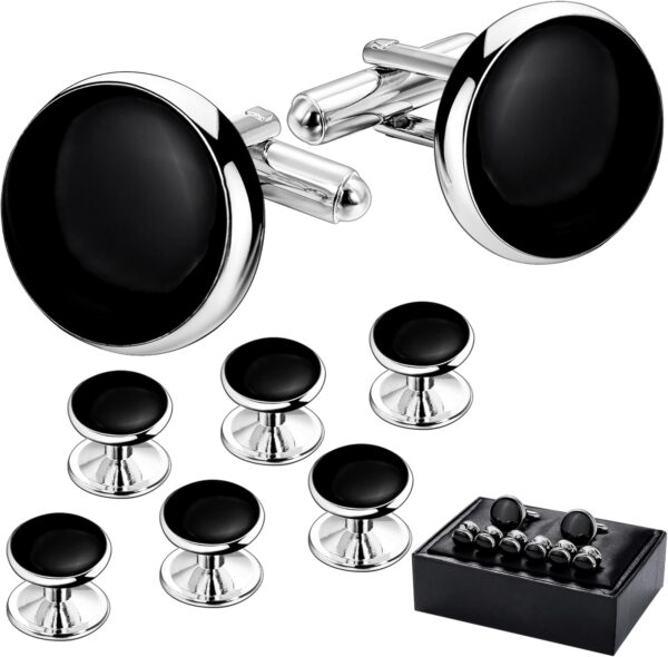 Men’s Cufflinks and Tuxedo Studs Set with Gift Box; Men’s