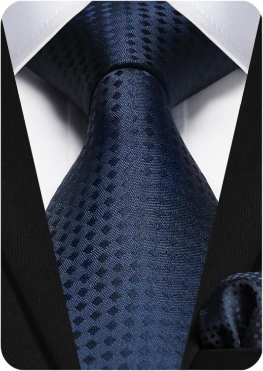 Plaid Checkered Tie Handkerchief Woven Classic Formal Men's