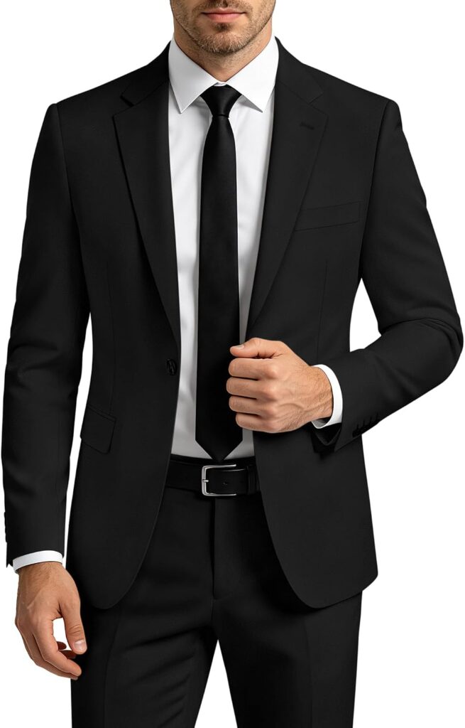 Mens Suit 2 Piece Suits for Men One Button Slim Fit Solid