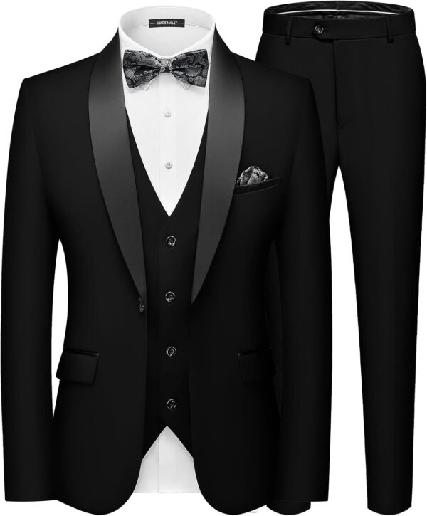 Men's 3 Piece Tuxedo Suit Slim Fit Blazer Vest Pants Set