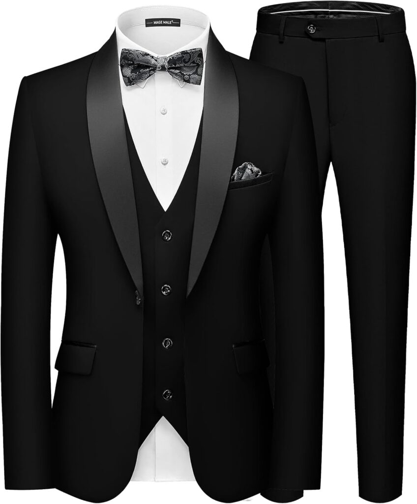 Men's 3 Piece Tuxedo Suit Slim Fit Blazer Vest Pants Set