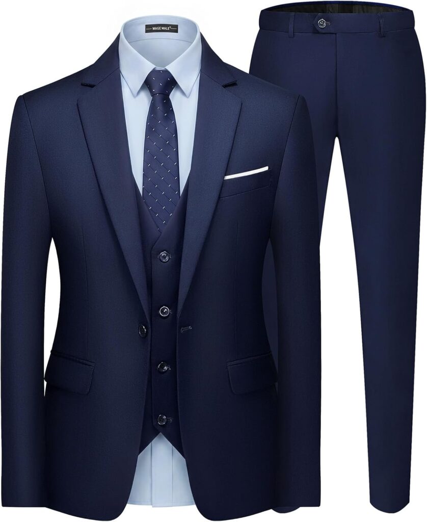 Men's 3 Pieces Suit Elegant Solid One Button Slim Fit Single