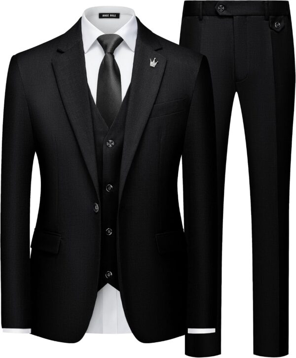 Mens Suits Slim Fit 3 Piece Elegant Tuxedo Suit Set for Business