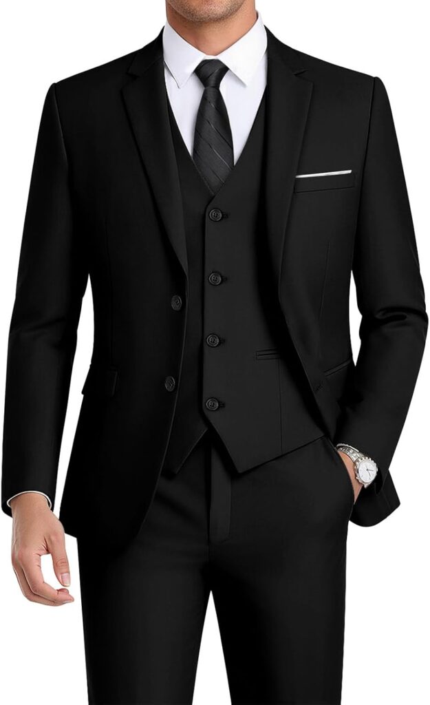 Men's 3-Piece Slim Fit Suit Set-2-Button Blazer